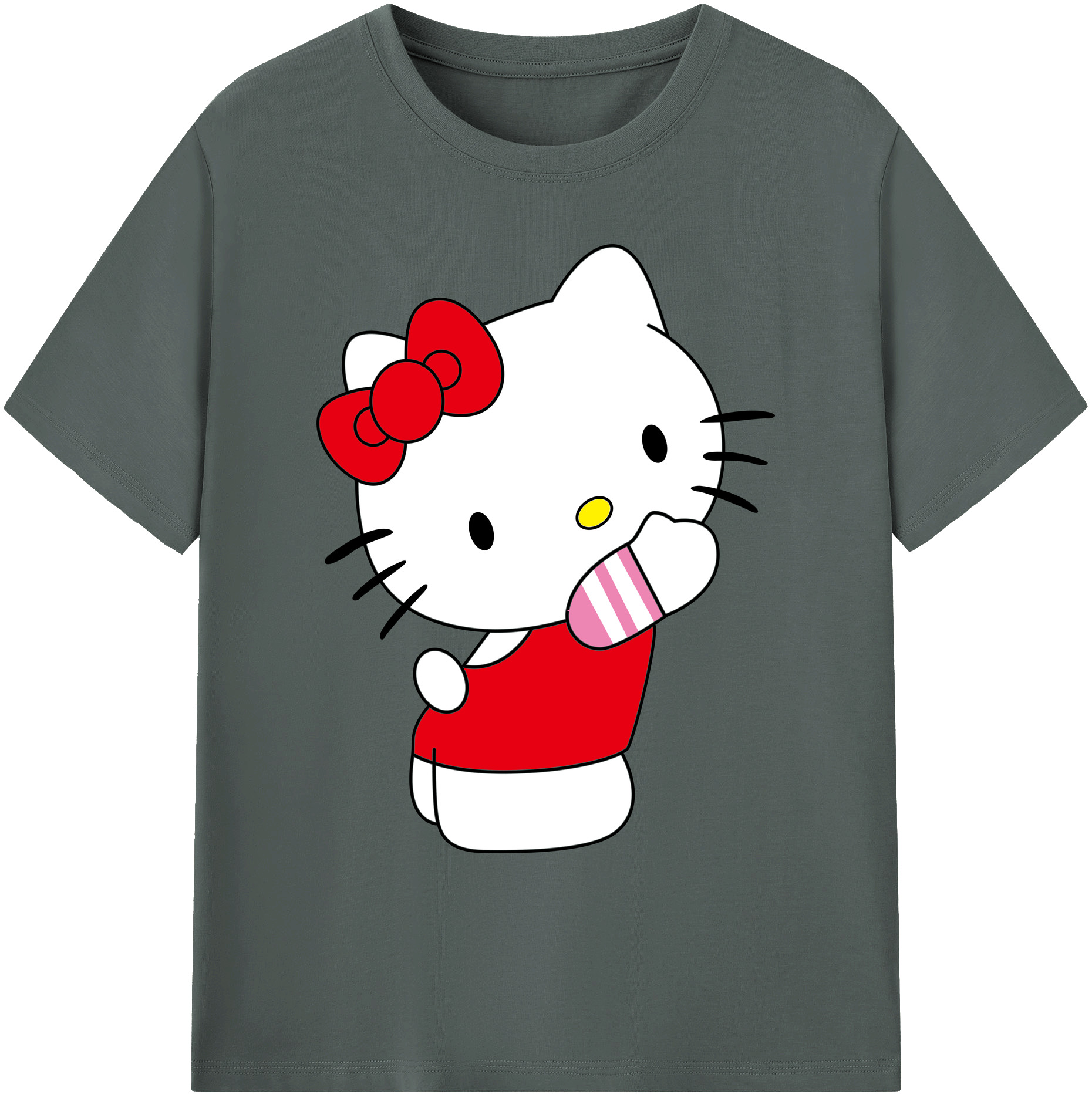 （画像用） Hello Kitty ハローキティ 綿100％ メンズ半袖Tシャツ｜肌触りやわらか＆通気性